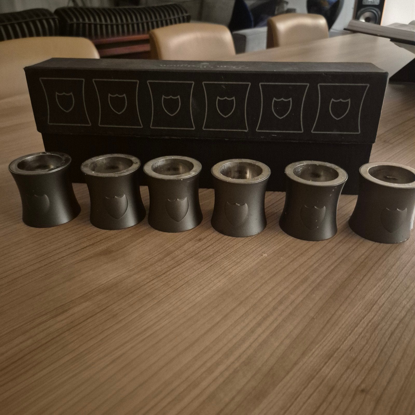 6 x Dom Perignon kaarsenhouders met originele doos, Ophalen, Reclamebord