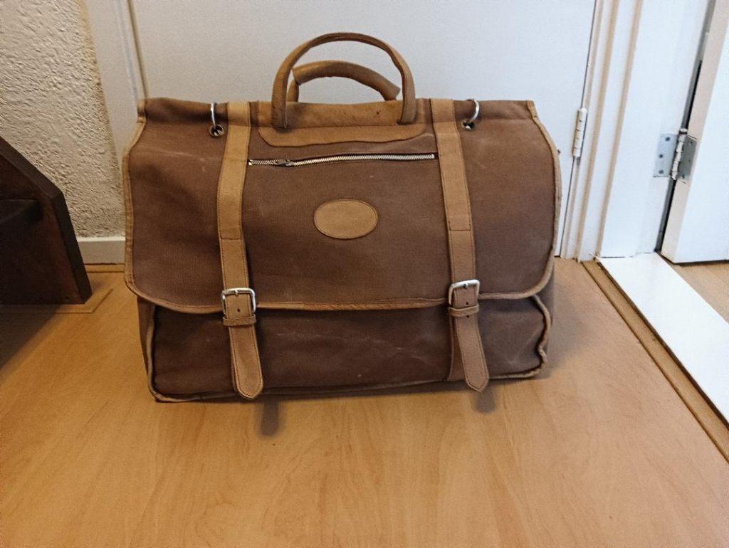 Reistas van canvas met leren riemen/handvat, 30 cm of meer, Bruin, Minder dan 40 cm, Minder dan 35 cm