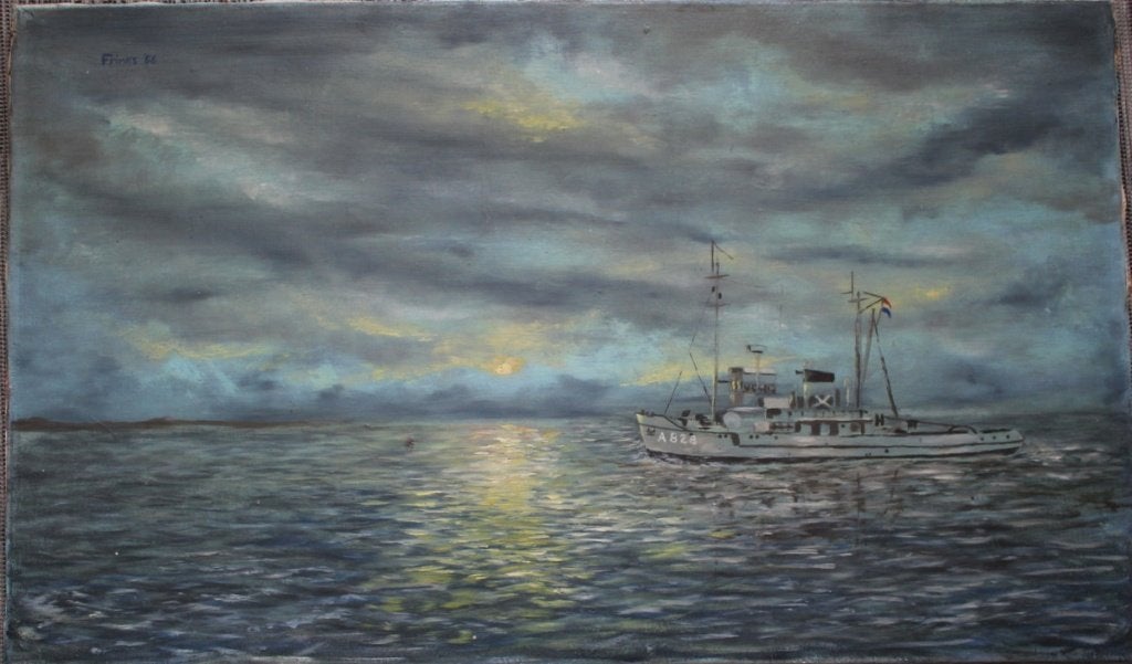 Philip Frinks, fraaie olieverf op doek., Maritiem / water, Olieverf, Klassiek, Doek