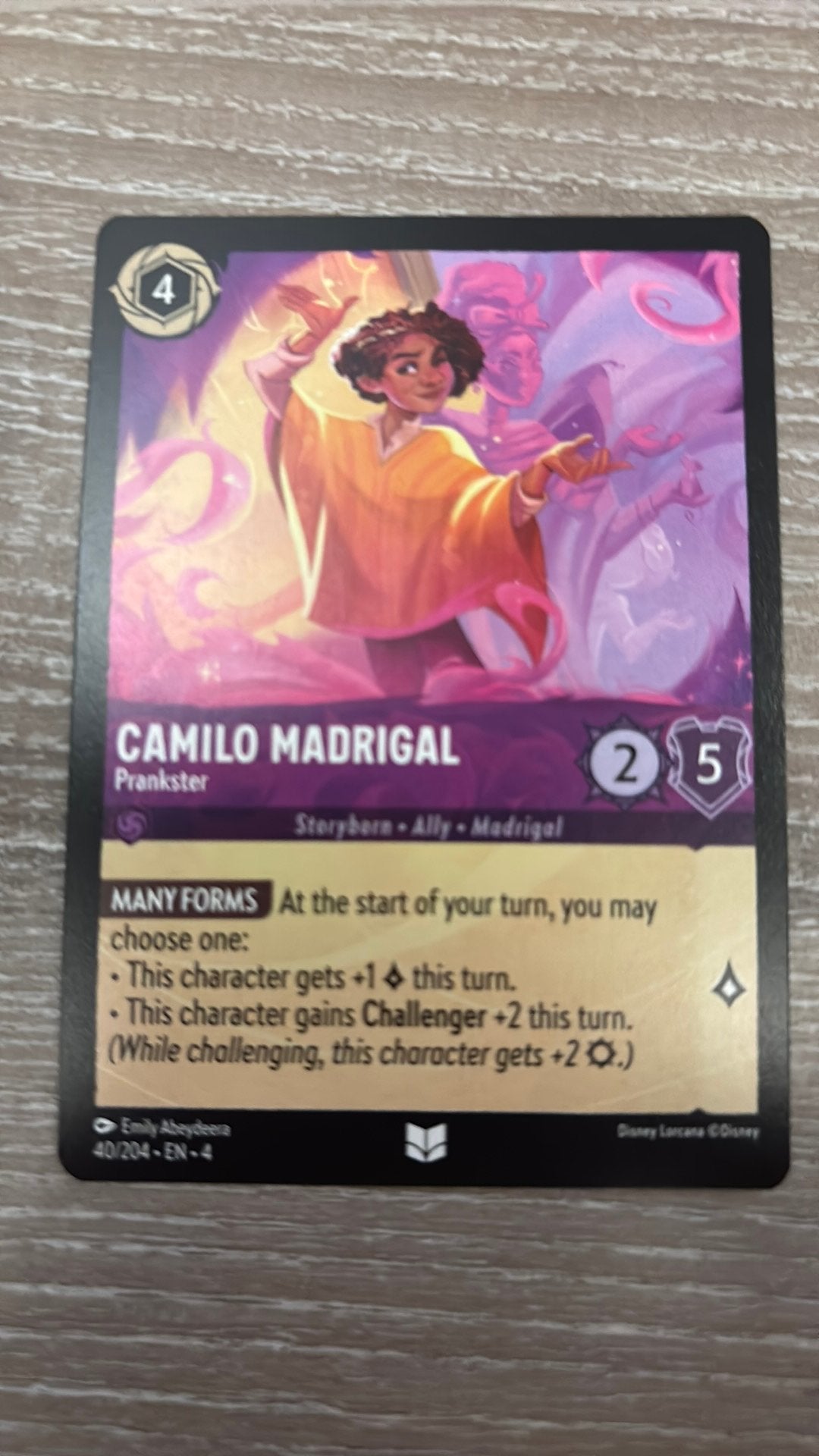 Disney Lorcana Camilo Madrigal prankster 40-204 4URS nonfoil, Ophalen of Verzenden, Zo goed als nieuw