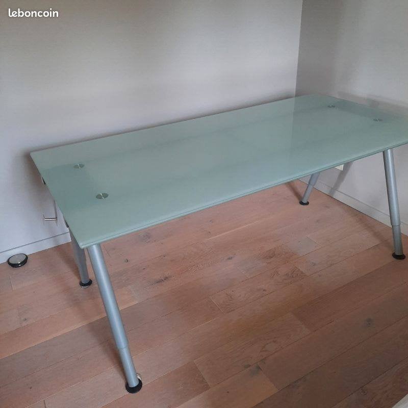 bureau IKEA Galant met glas, Ophalen, 160 cm, Gebruikt, In hoogte verstelbaar