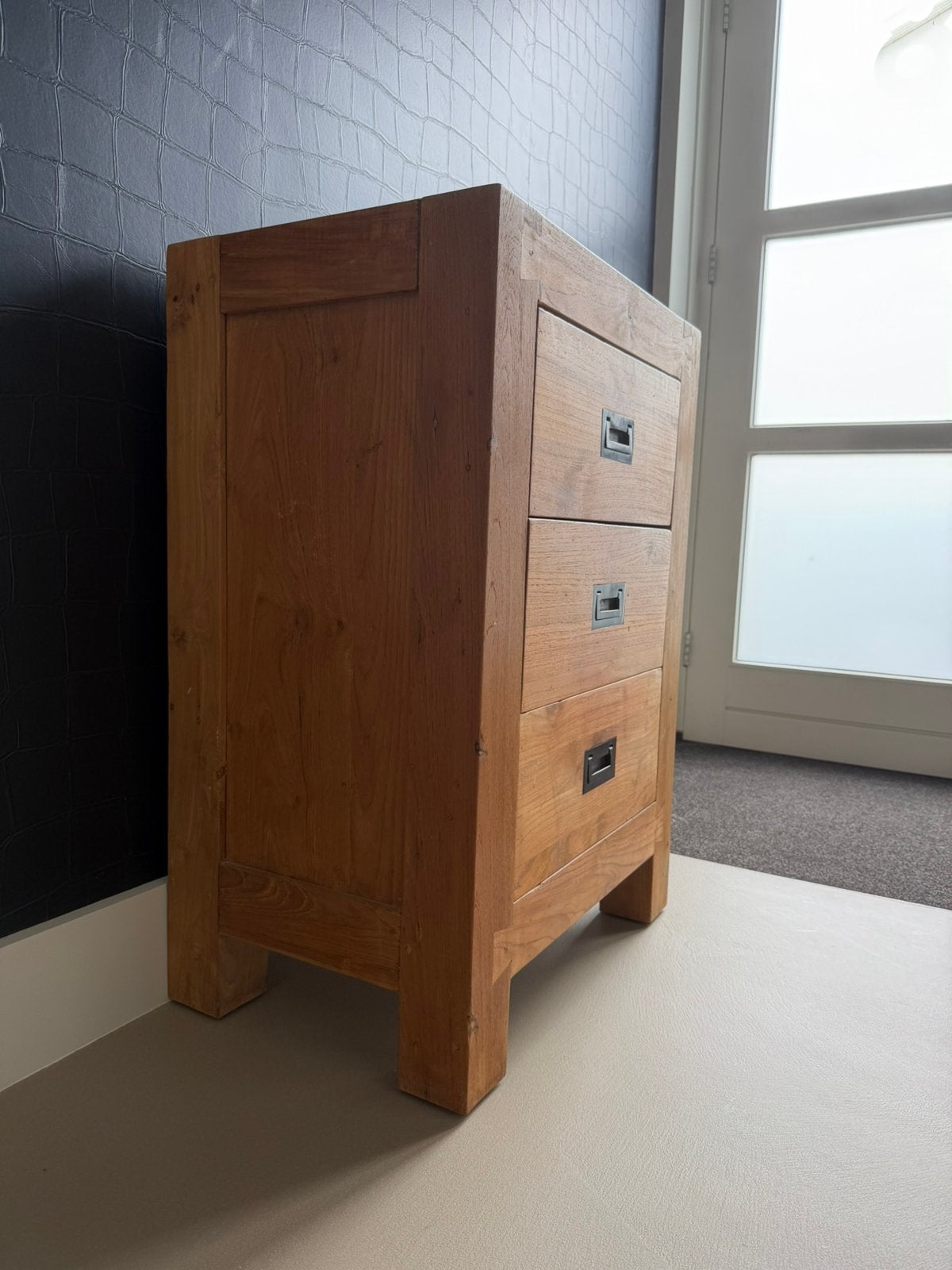 Teak houten laden kast - 85x60x40 cm, Huis en Inrichting, Kasten | Ladekasten, Teakhout, Zo goed als nieuw, Minder dan 100 cm