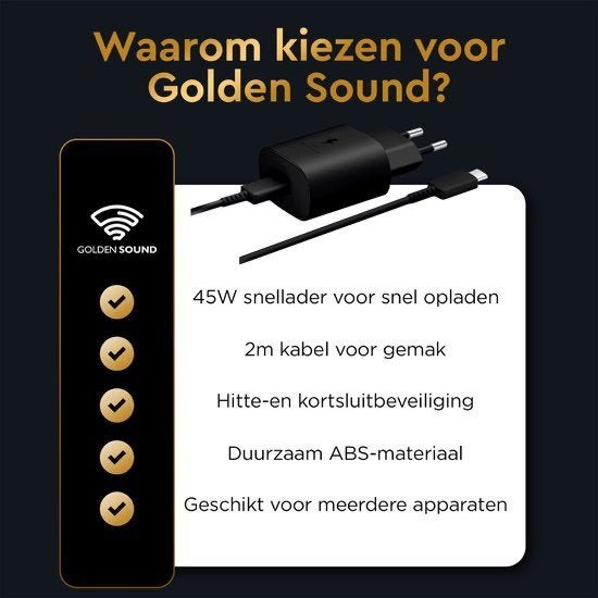 45W snellader - USB C Snellader - 2 meter oplader draad, Verzenden, Nieuw