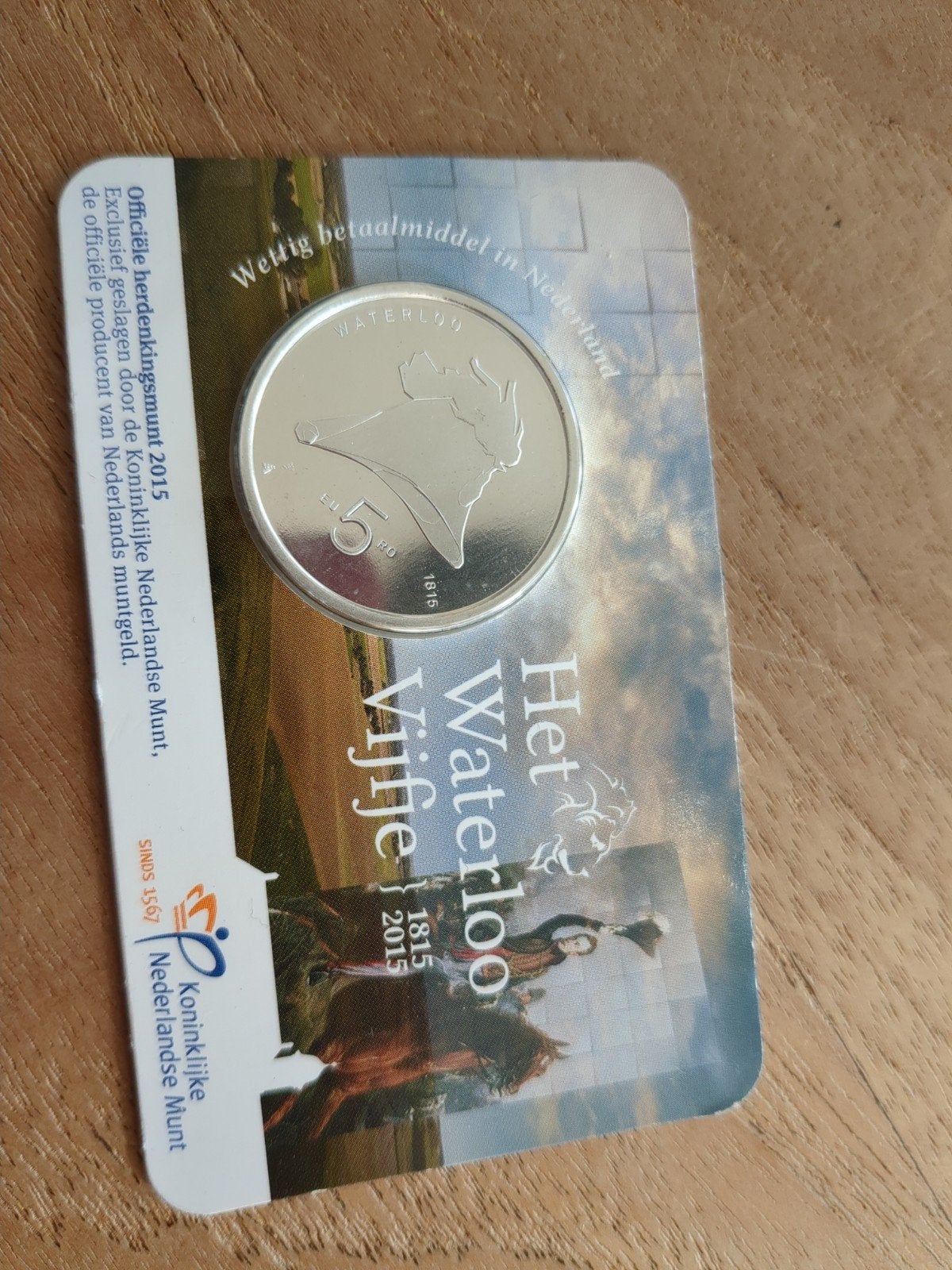 Waterloo Vijfje 2015 - Zwaar Verzilverde Herdenkingsmunt, Zilver, Euro's, Ophalen of Verzenden, Koning Willem I