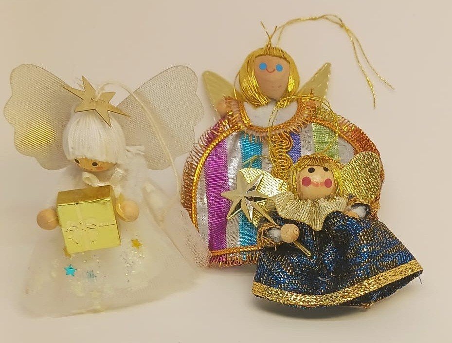 Vintage  kerstboomversiering engeltjes jaren 60 /70, Ophalen of Verzenden, Gebruikt