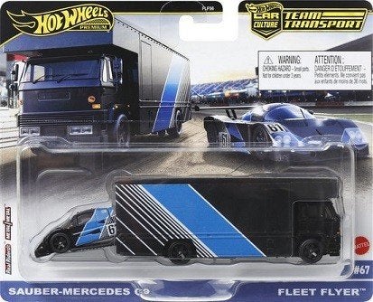 Set Sauber Mercedes C9 & Team Transport Fleet Flyer #67 Donk, Tschuiten@hotmail.com, Duitsland, Auto, Hotwheels Premium Car Culture