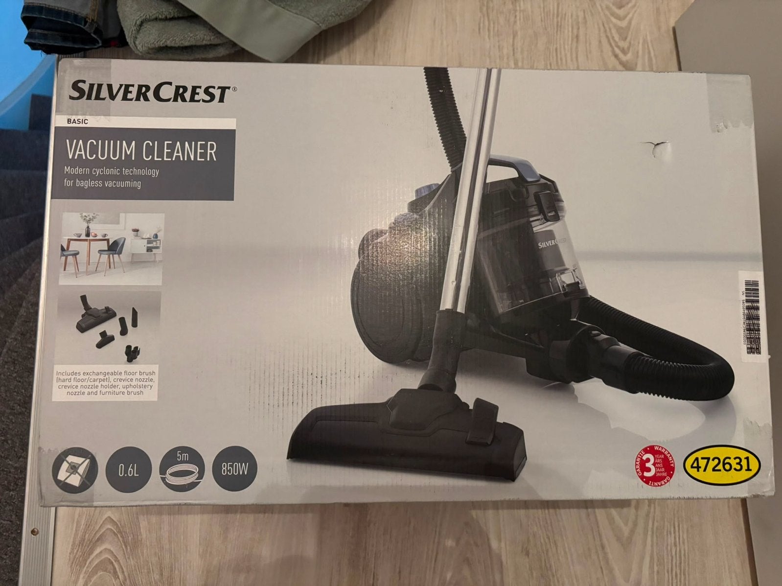Silvercrest Zakloze Stofzuiger 850W - Nieuw in Doos, Ophalen, Overige merken, Nieuw, Sledestofzuiger