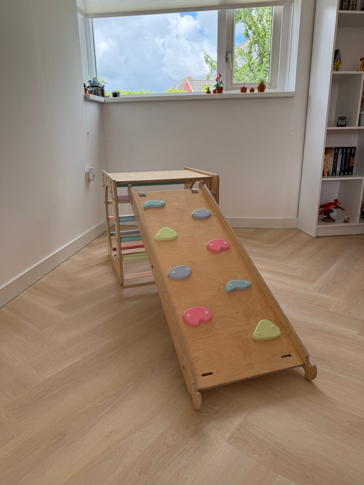 Klimkubus van Jindl met glijbaan, in pastel kleuren, Ophalen, Gebruikt, Overige typen