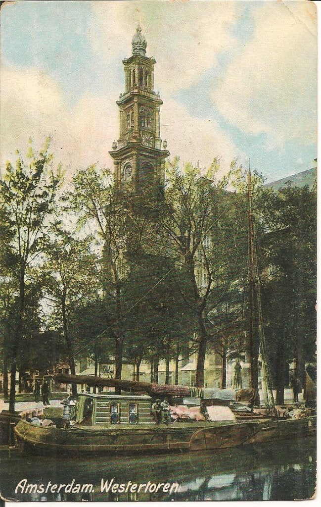 Oude Ansichtkaart Amsterdam Westertoren (Gelopen), Verzamelen, Ophalen of Verzenden, Voor 1920, Gelopen, Noord-Holland