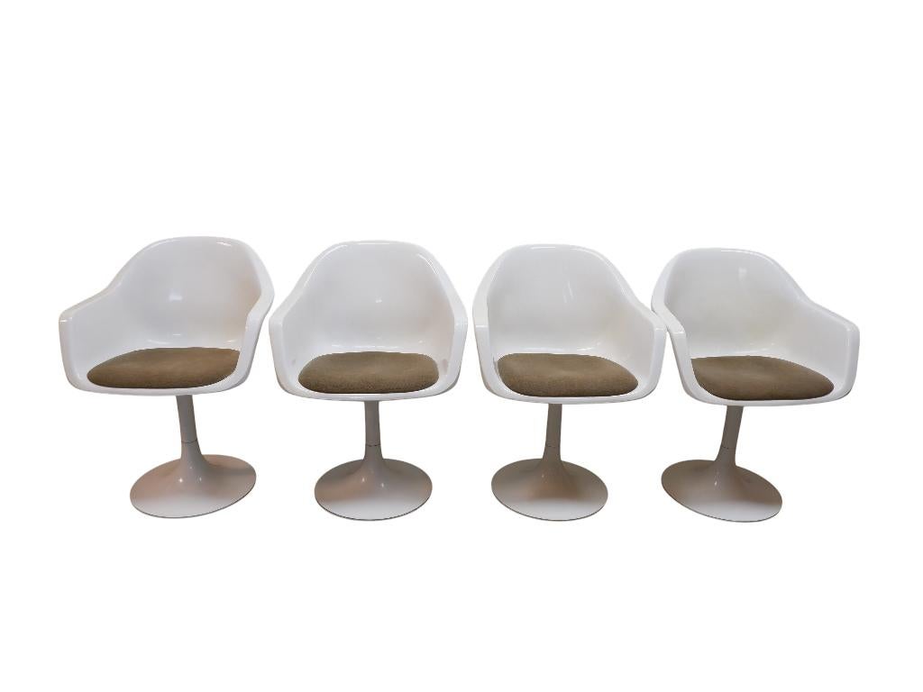 Set van 4 draaibare kuipstoelen, jaren 70, Huis en Inrichting, Stoelen, Ophalen, Gebruikt, Stof, Wit