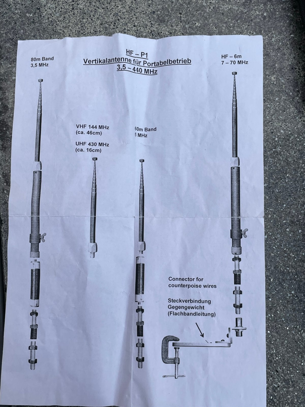 Draagbare HF-antenne voor POTA/SOTA (3.5-440 MHz), Telecommunicatie, Antennes en Masten, Verzenden, Zo goed als nieuw, Antenne