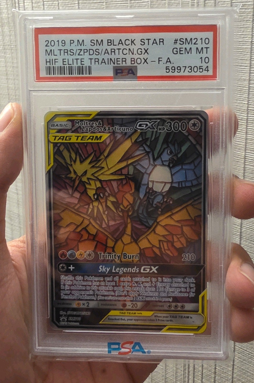 Moltres & Zapdos & Articuno GX SM210 PSA 10, Ophalen of Verzenden, Nieuw, Losse kaart