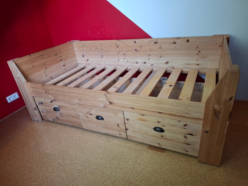 grenen bed met lades 190 x 90 cm, Huis en Inrichting, Ophalen, Gebruikt, 90 cm, Eenpersoons