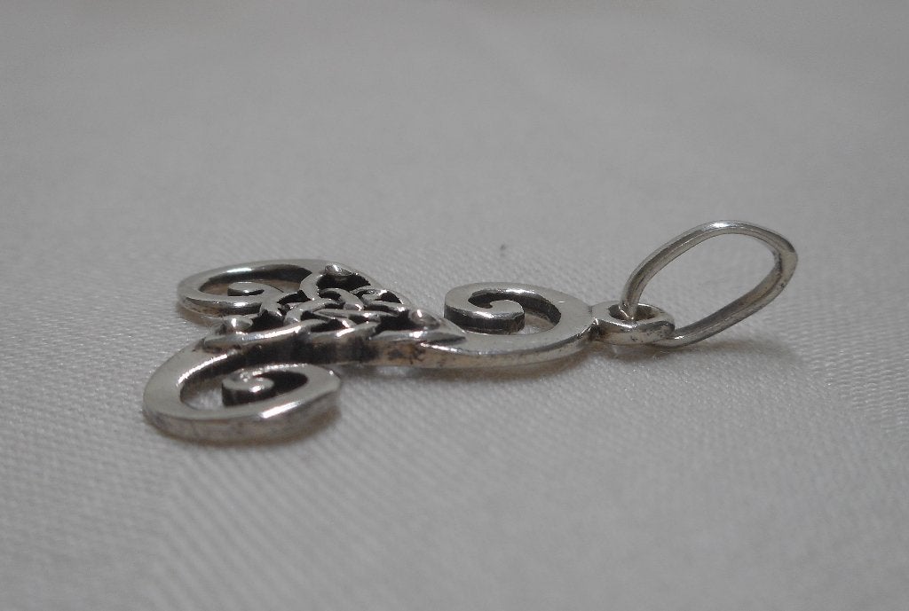 Zilveren Triskelion hanger met Keltische knoop nr.1341, Verzenden, Zo goed als nieuw, Kruis of Symbool, Zilver