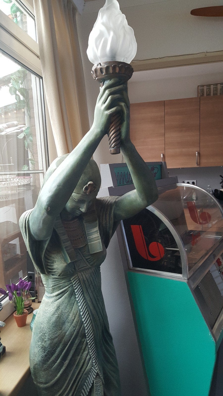 Egyptische schone cleopatra lamp en sphynx katten, Ophalen, Zo goed als nieuw, 150 tot 200 cm