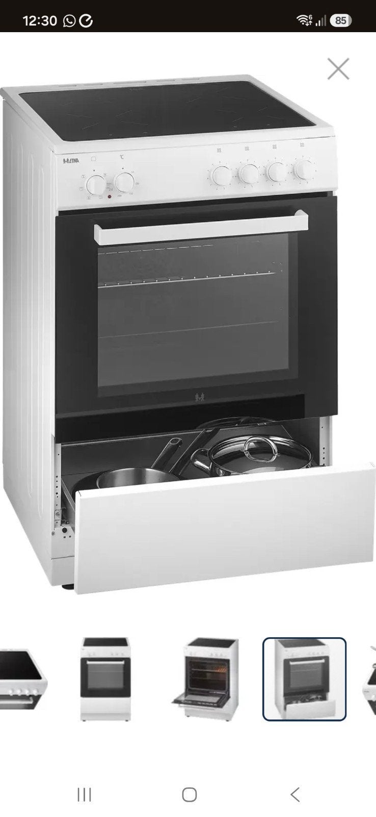 Etna FIV560WIT Inductie Fornuis - 90 cm hoog, Ophalen, Hete lucht, 60 cm of meer, Nieuw
