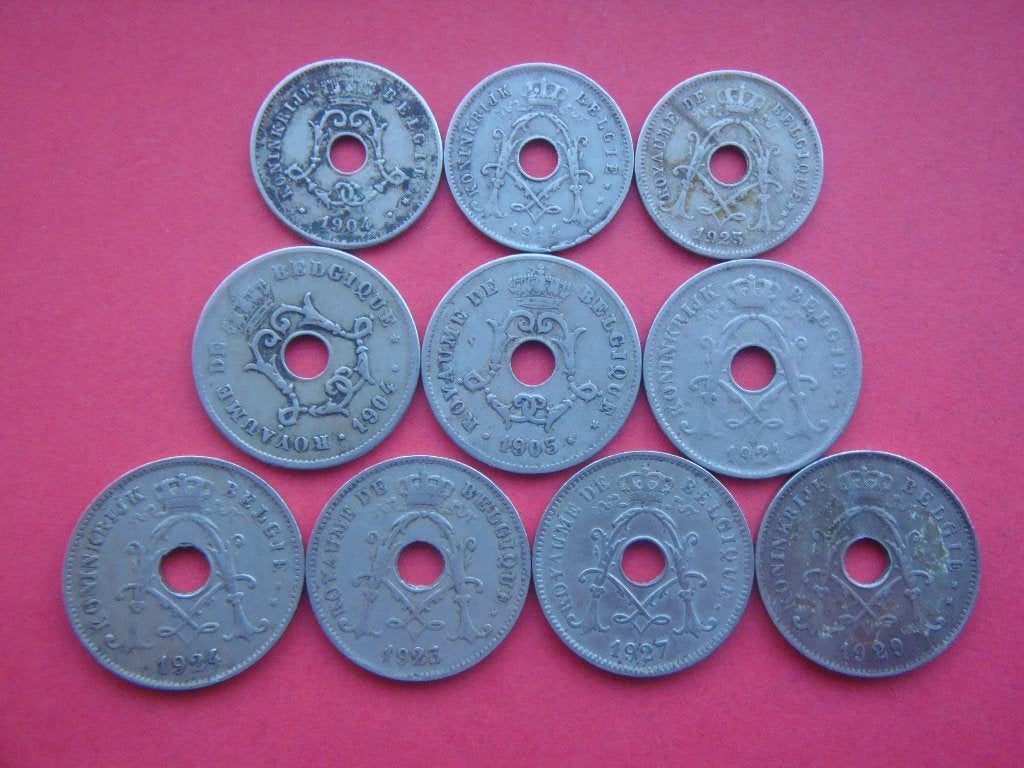 België setje munten 5 en 10 Centimes 1904 / 1929., Postzegels en Munten, Verzenden, Overig, Setje