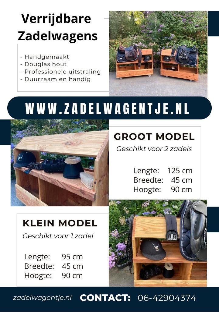 Chique verrijdbare zadelwagen / zadelbok – handgemaakt