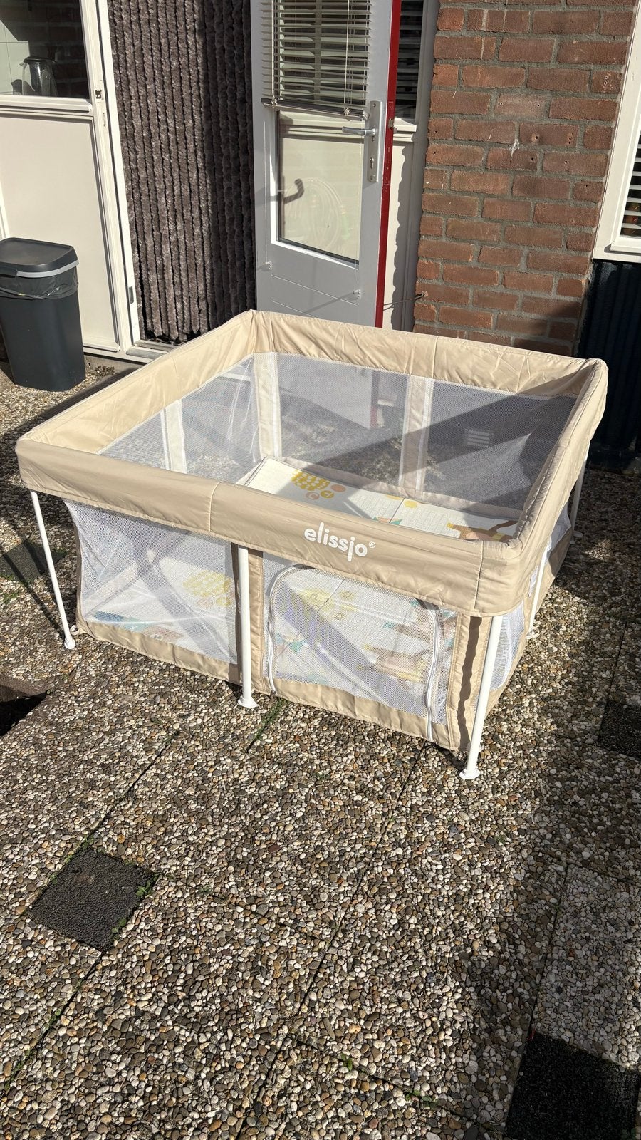 Elissio inklapbare grondbox 125x125 beige met speelballen, Ophalen, Gebruikt, Vierkant