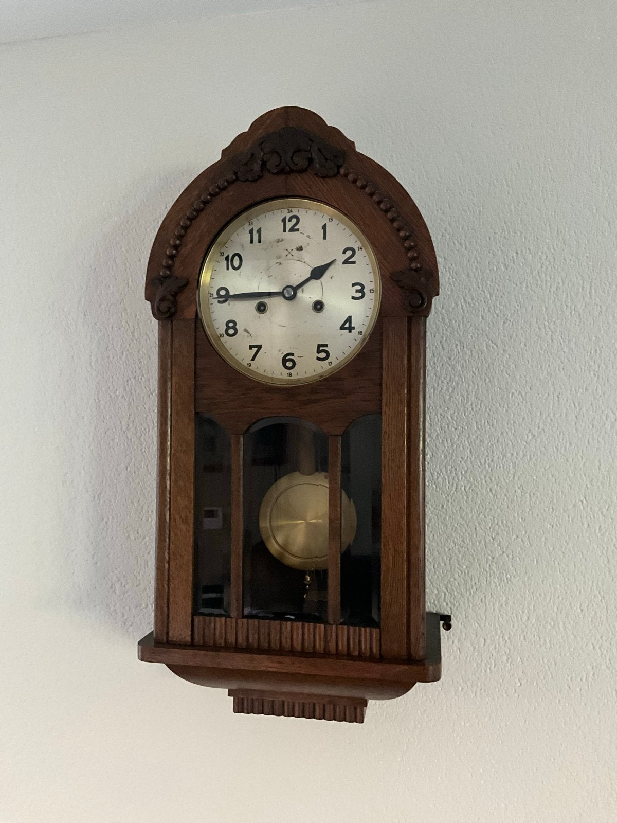 Antieke Wandklok met Slinger - 120+ Jaar Oud, Ophalen of Verzenden