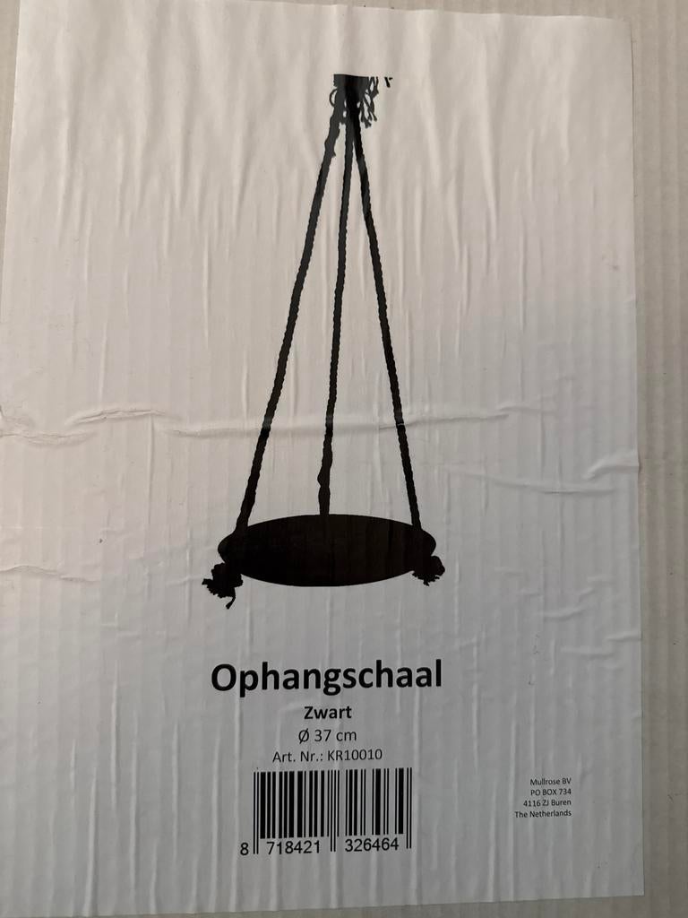 Nieuwe Intratuin Ophangschaal Zwart Ø 37 cm, Ophalen, Nieuw, Zwart