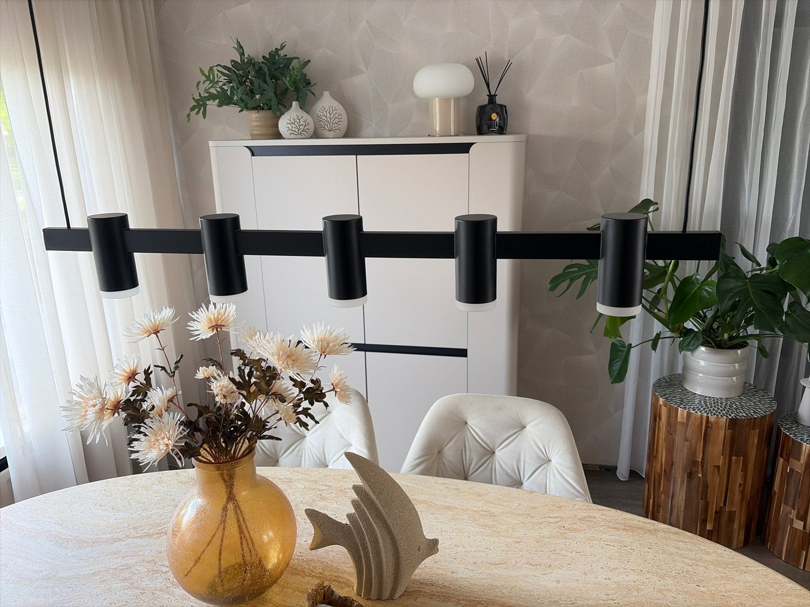 IKEA Eettafel lamp 5-lichts zwart, Ophalen of Verzenden, Zo goed als nieuw, Modern, Metaal