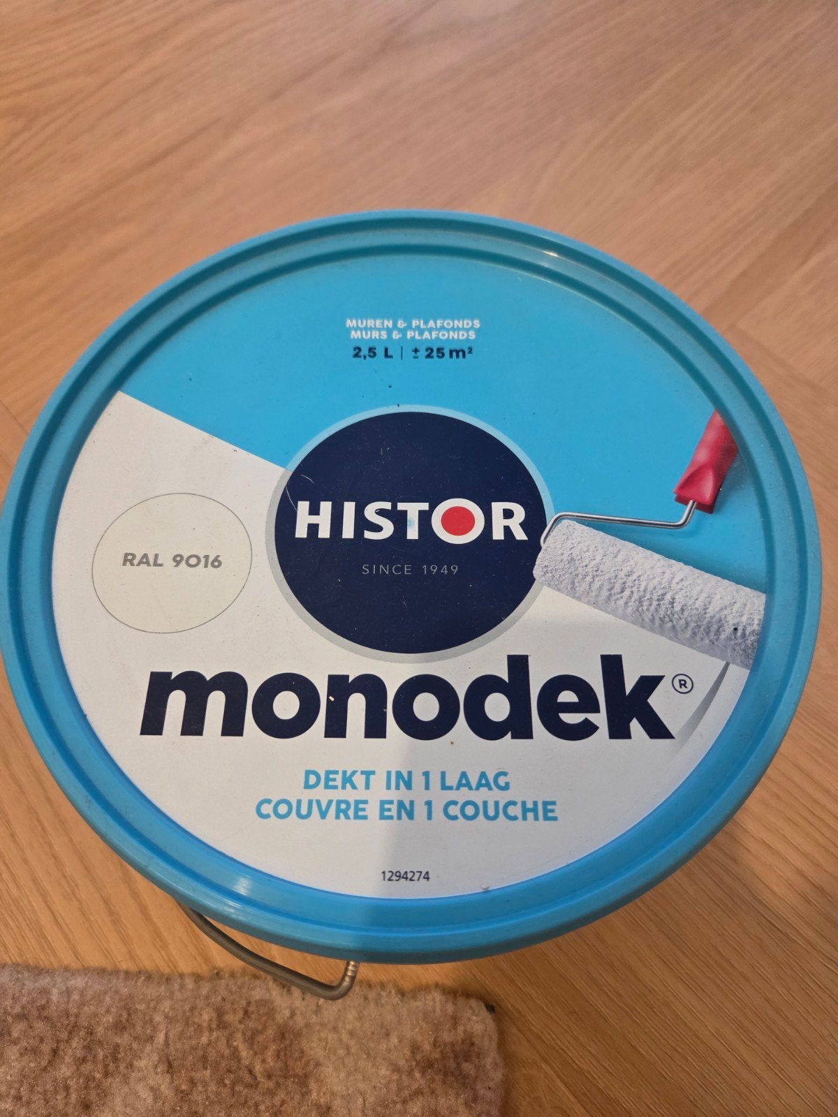 Histor Monodek verf 2.5L - RAL 9016 (meer dan 2L over), Ophalen, Wit