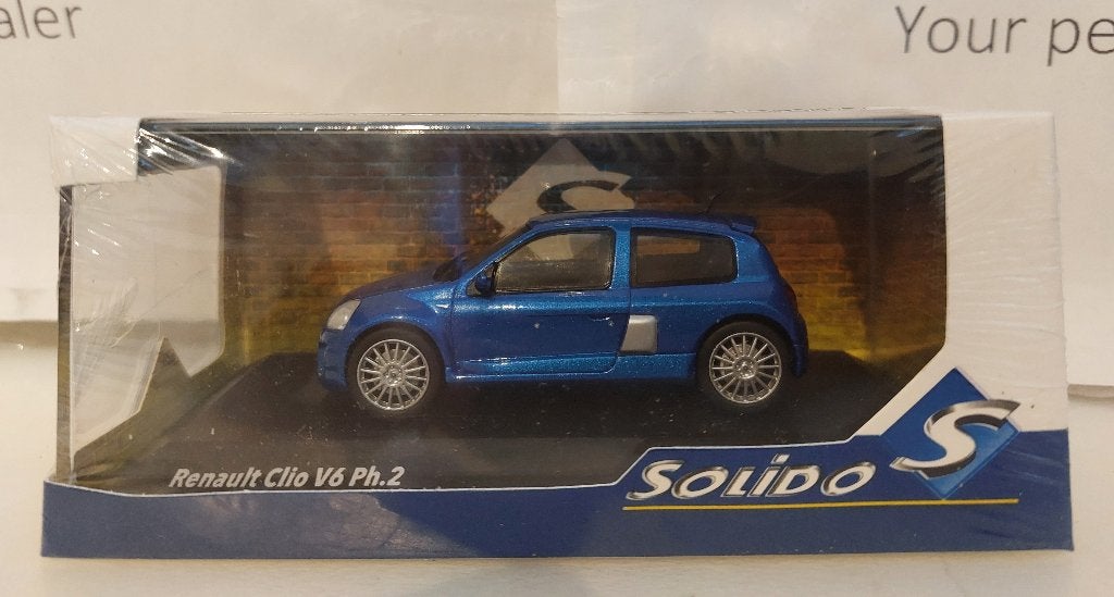 Solido 1:43 Renault Clio V6 Phase 2 2003 blauw metallic, Ophalen of Verzenden, Nieuw, Auto, Solido
