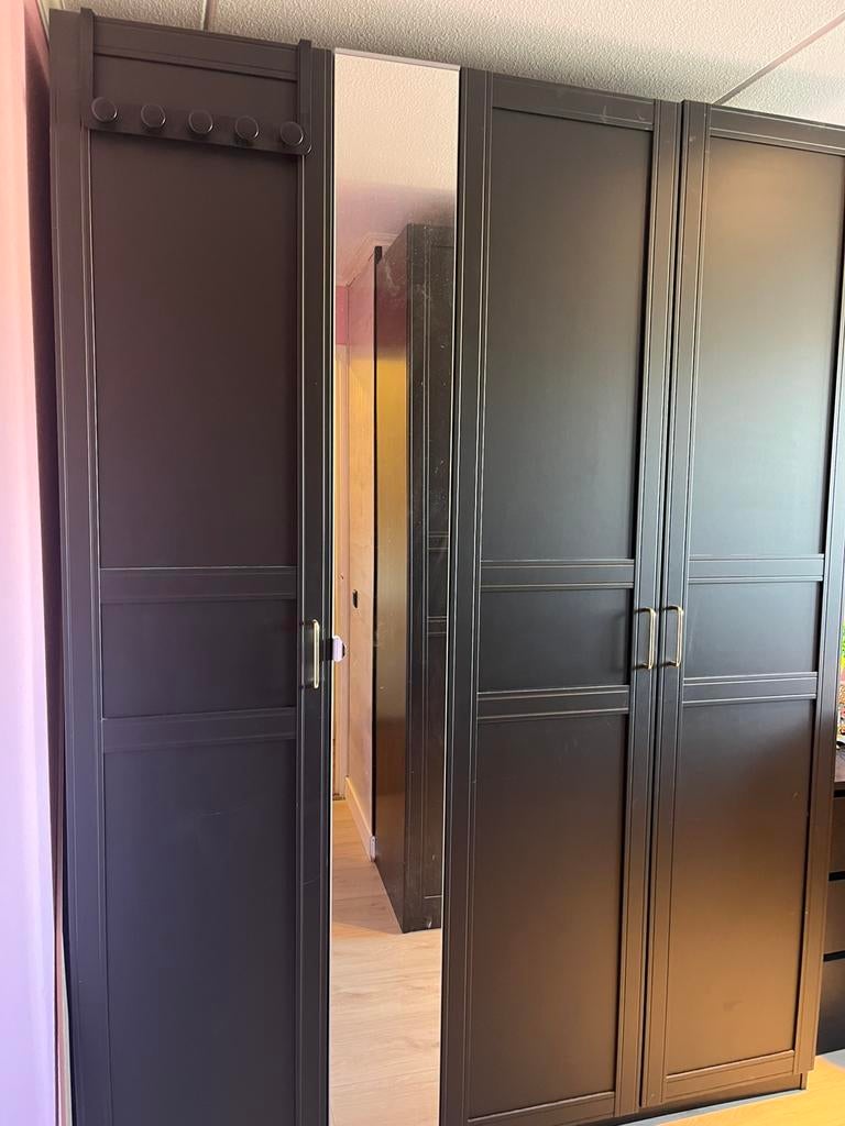 IKEA Pax kast bruin/zwart met spiegeldeur, Ophalen, Gebruikt, 200 cm of meer, 150 tot 200 cm