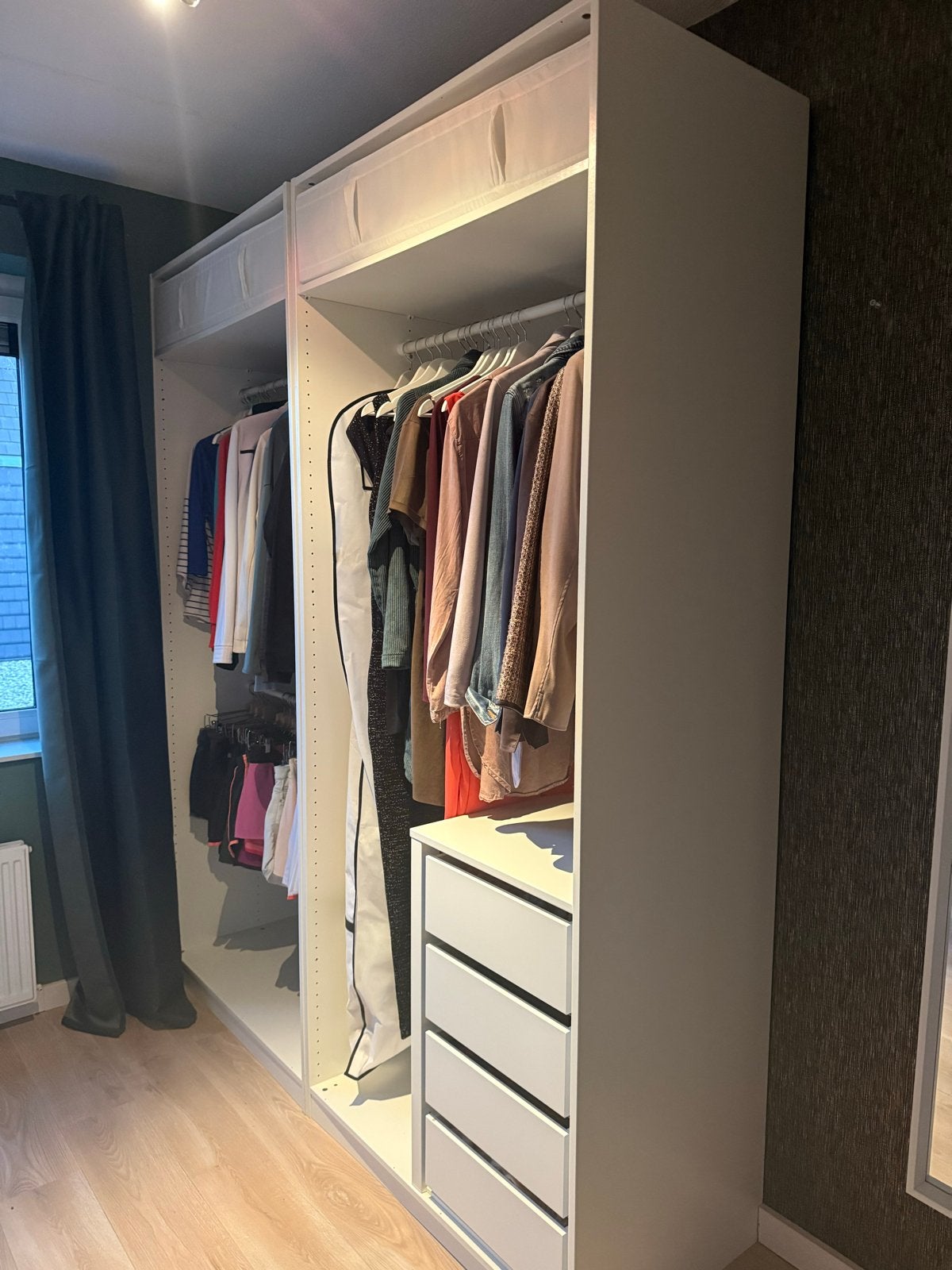 Witte kledingkast met lades en hangruimte, Ophalen, Gebruikt, 200 cm of meer, 150 tot 200 cm