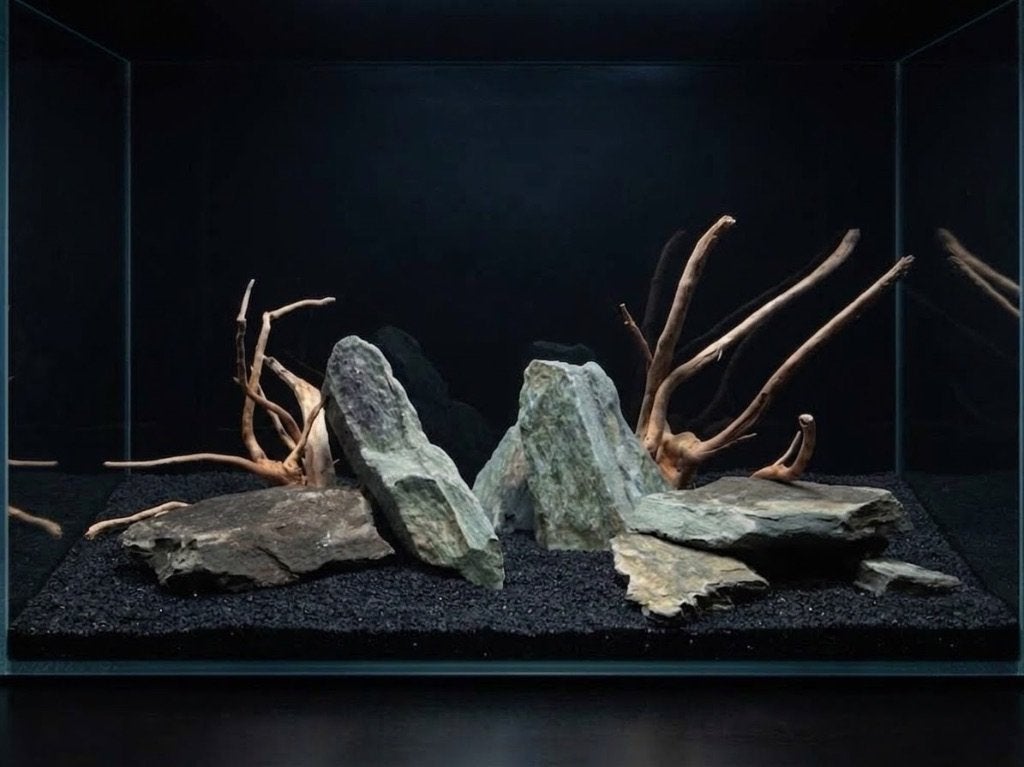 Sfeervol aquarium "donker bos" – Hardscape 50L +, Ophalen of Verzenden, Nieuw, Plant(en), Steen of Hout, Overige merken