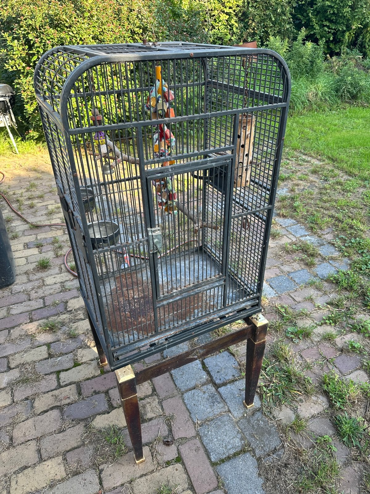 Vogelkooi met toebehoren, Ophalen, Gebruikt, Metaal, Vogelkooi