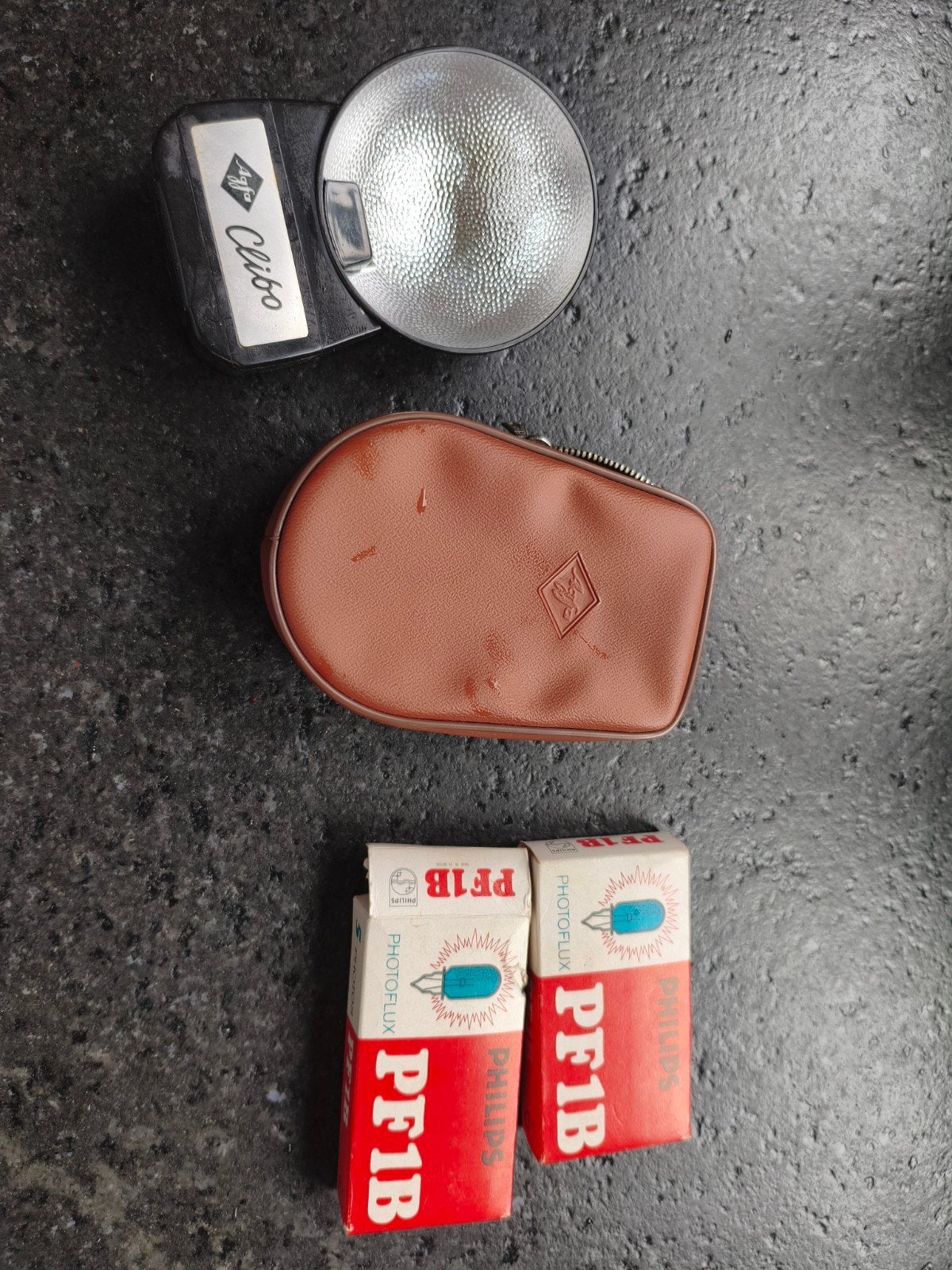 Vintage Agfa Clibo flitser met Philips Photoflux PF1B lampen, Gebruikt, Voor analoge fotografie, Ophalen of Verzenden, Agfa