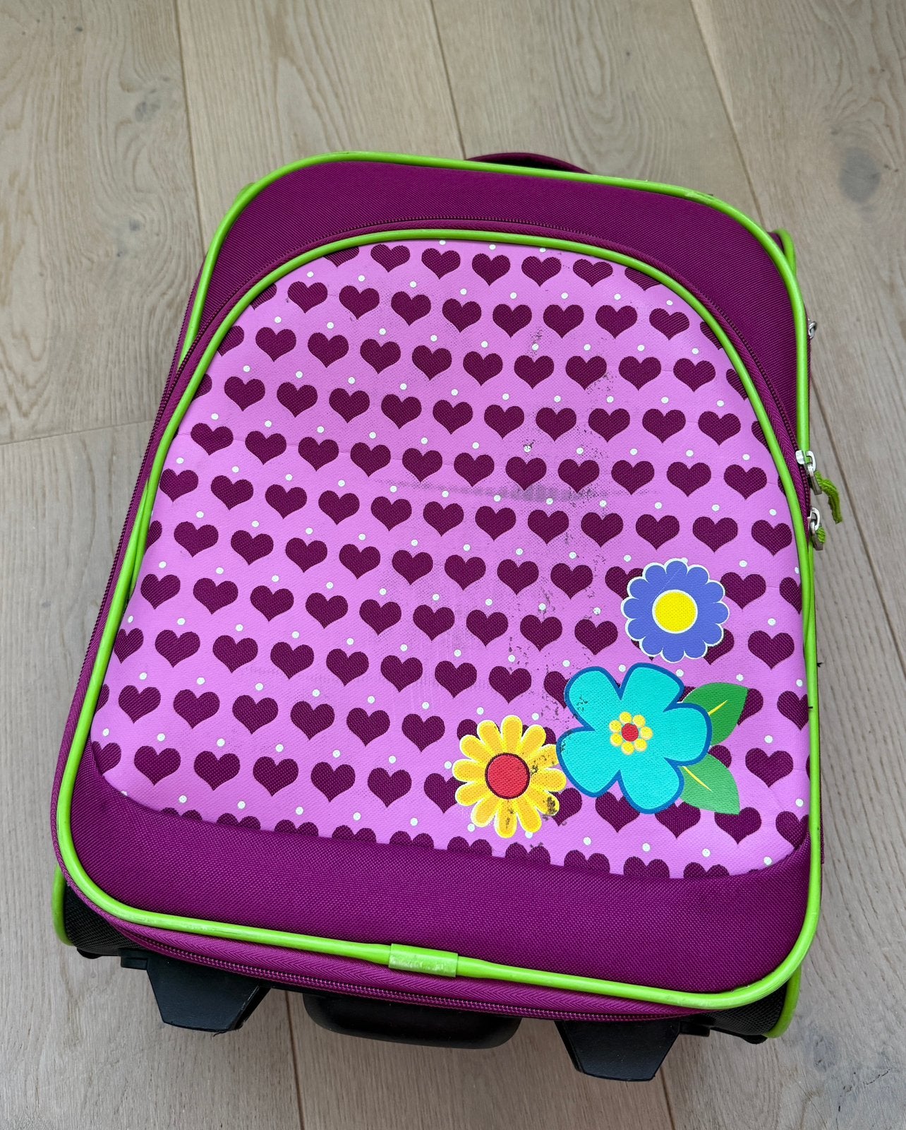 Roze/paarse kinderkoffer reistrolley op wieltjes 40X30x16, Overige materialen, Wieltjes, Minder dan 50 cm, Ophalen of Verzenden