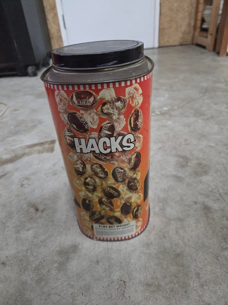 Vintage Hacks blik - snoep, Verzamelen, Blikken, Ophalen of Verzenden, Gebruikt, Overige