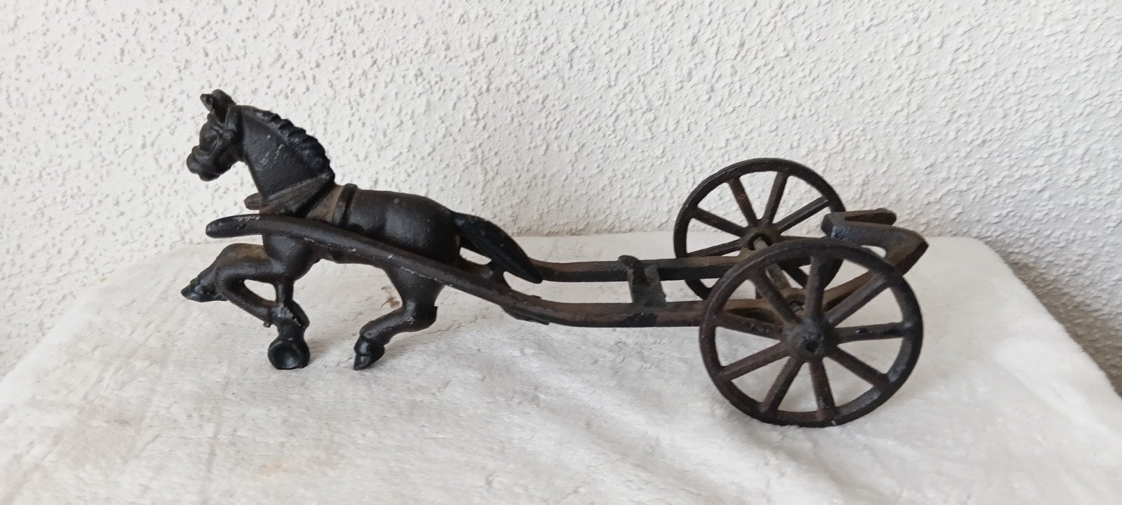 Gietijzeren paard en wagen* - Antiek decoratiestuk, Ophalen of Verzenden