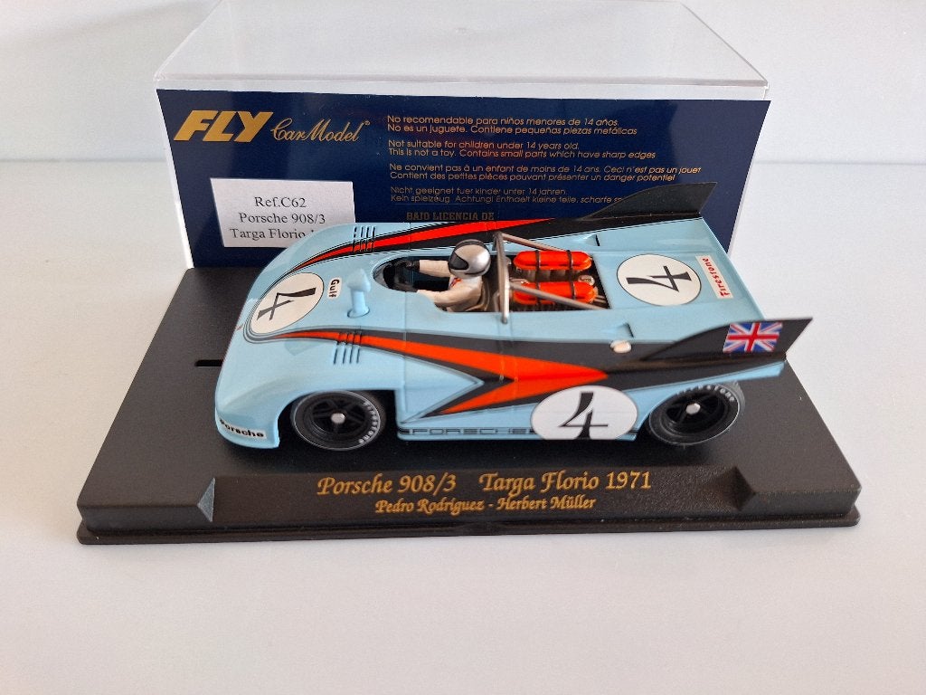 Fly Car Modell C62 Porsche 908/3 Targa Florio Gulf 4 1971, Overige merken, Racebaan, Fly, Nieuw
