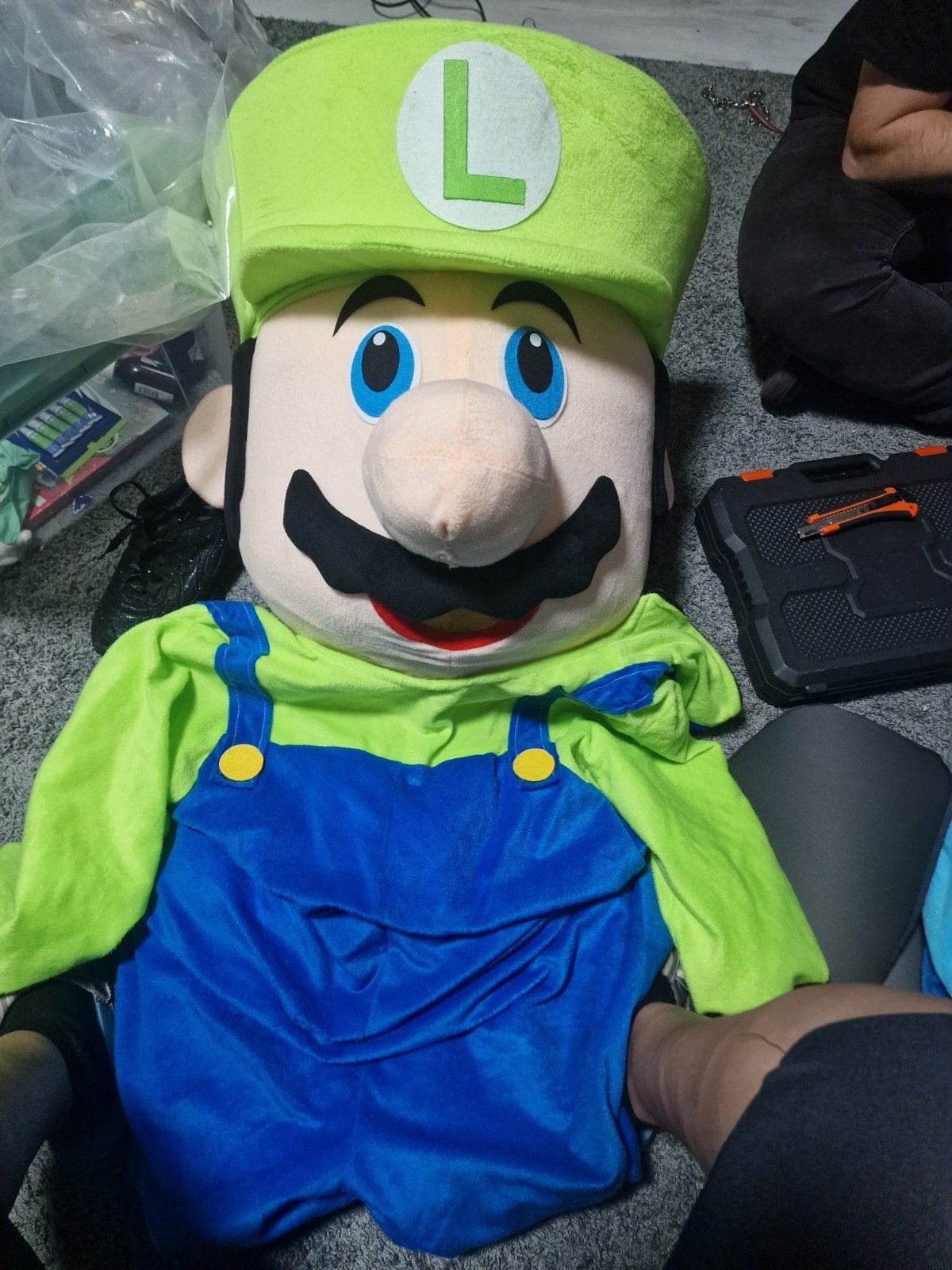Luigi mascottepak - gerepareerde neus, verder in orde, Ophalen of Verzenden, Gebruikt, Pak of Jurk