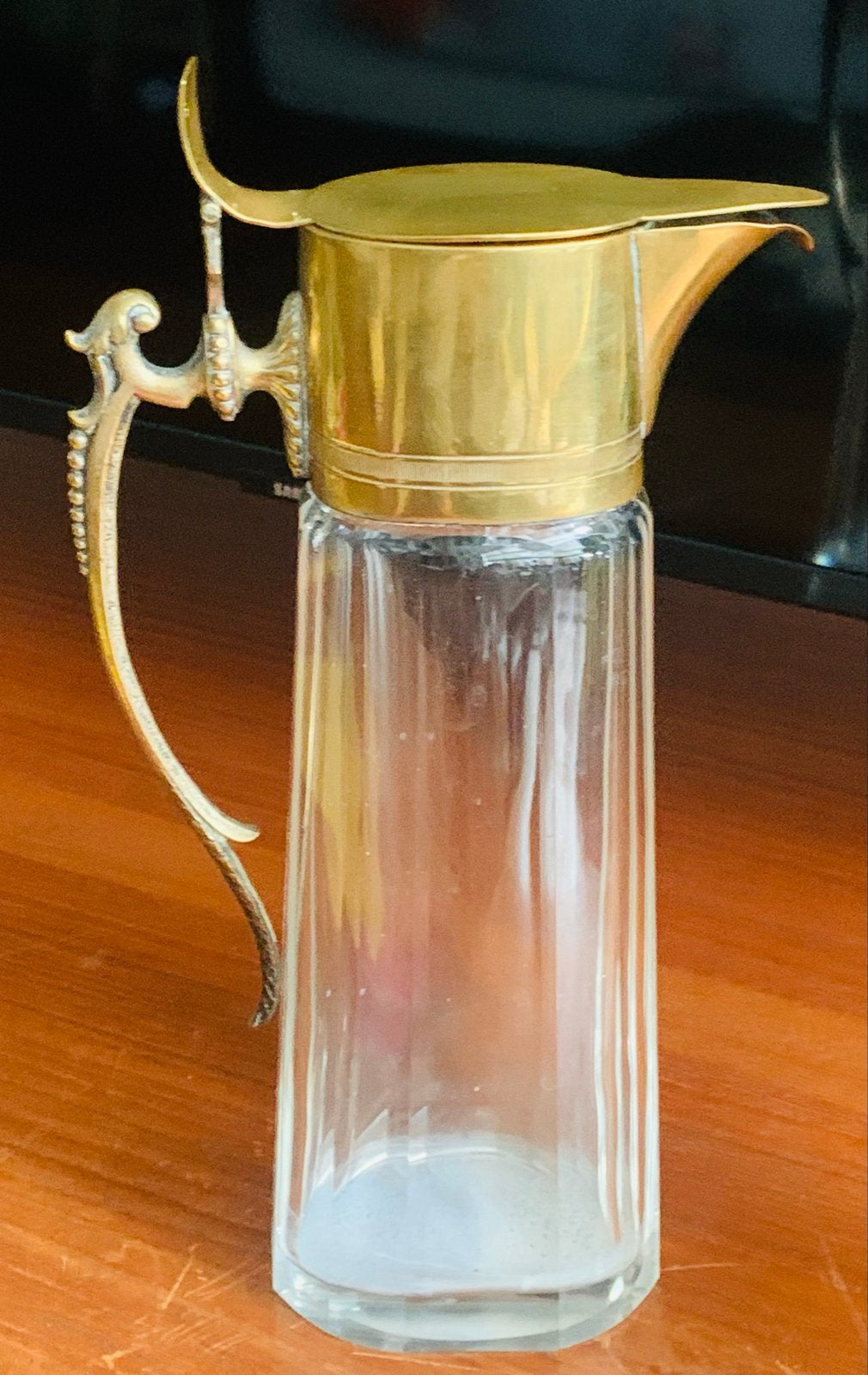 Art Nouveau karaf/kan met messing deksel en handvat, Antiek en Kunst, Ophalen of Verzenden