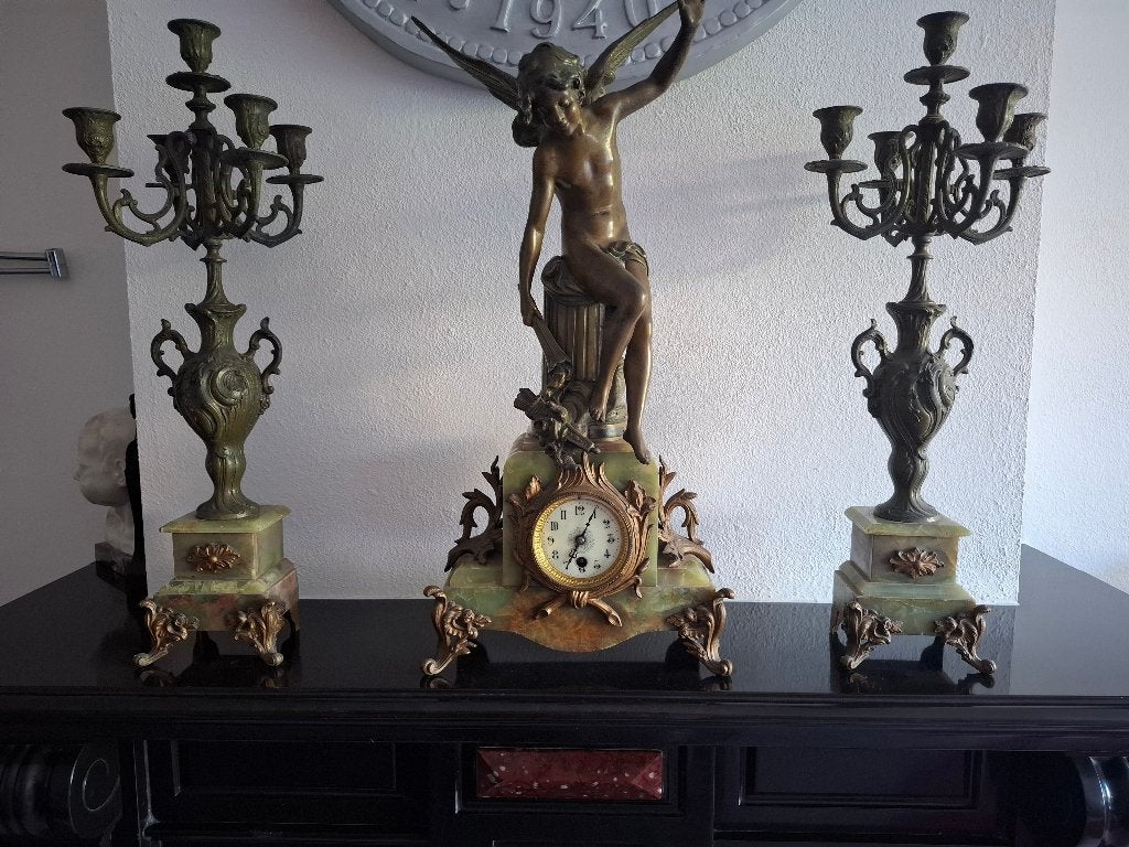 antieke Franse pendule met Cupido, Antiek en Kunst, Antiek | Klokken, Ophalen