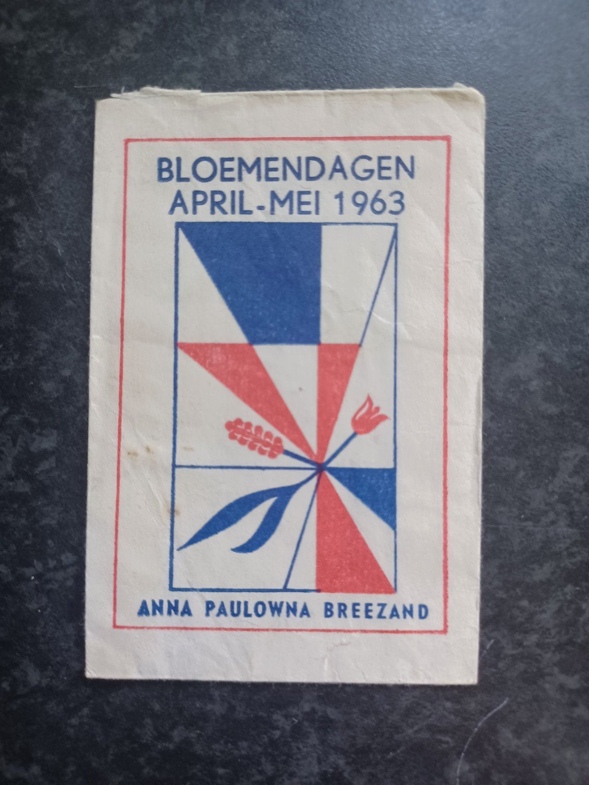 Suikerzakje Bloemendagen 1963 Anna Paulowna Breezand, Ophalen of Verzenden, Nederland