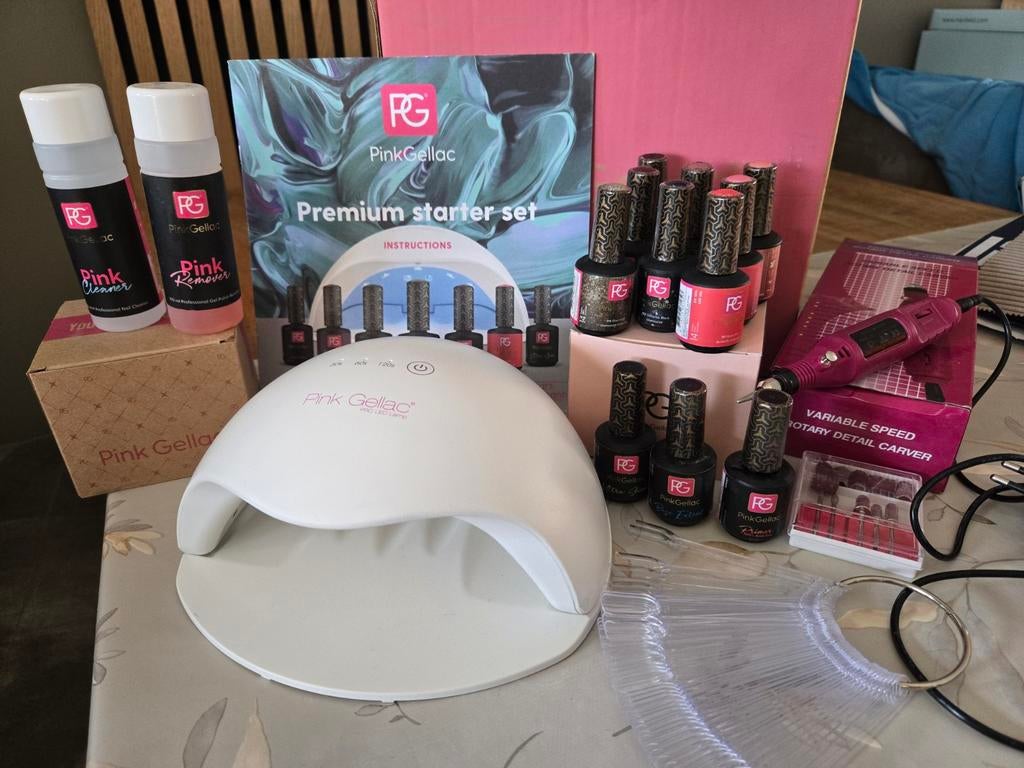 PG Pink gelak starterset incl lamp zgan, Sieraden, Tassen en Uiterlijk, Uiterlijk | Cosmetica en Make-up, Ophalen of Verzenden