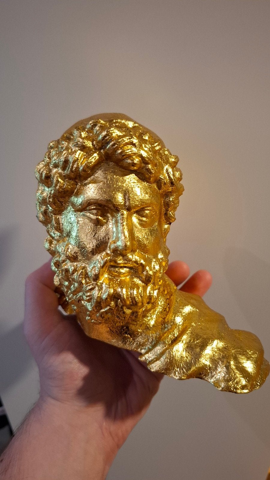 Goudkleurige Buste Griekse held Odysseus/Ulixes/Ulysses, Minder dan 20 cm, Verzenden, Buste, Kunststof