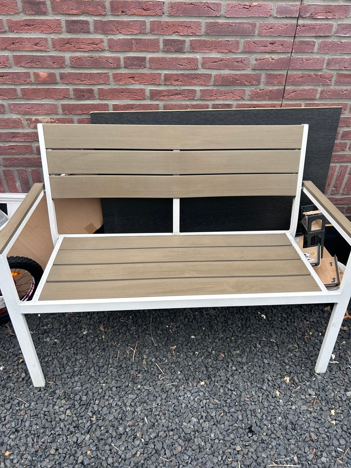 tuinbank met kussen, Tuin en Terras, Ophalen, Gebruikt, Hout