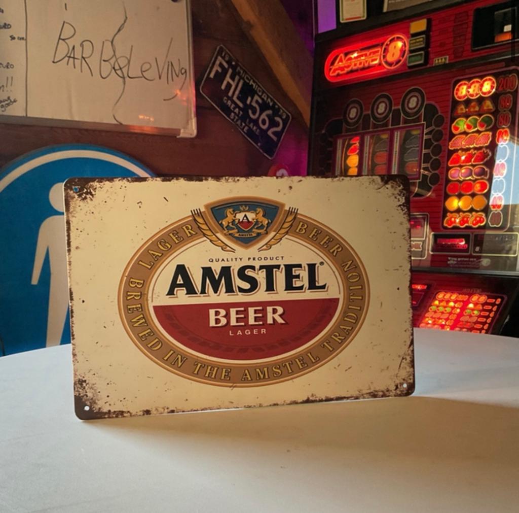 Vintage Amstel Bier Metalen Bord - Decoratie, Xx, Xx, Nieuw, Ophalen of Verzenden