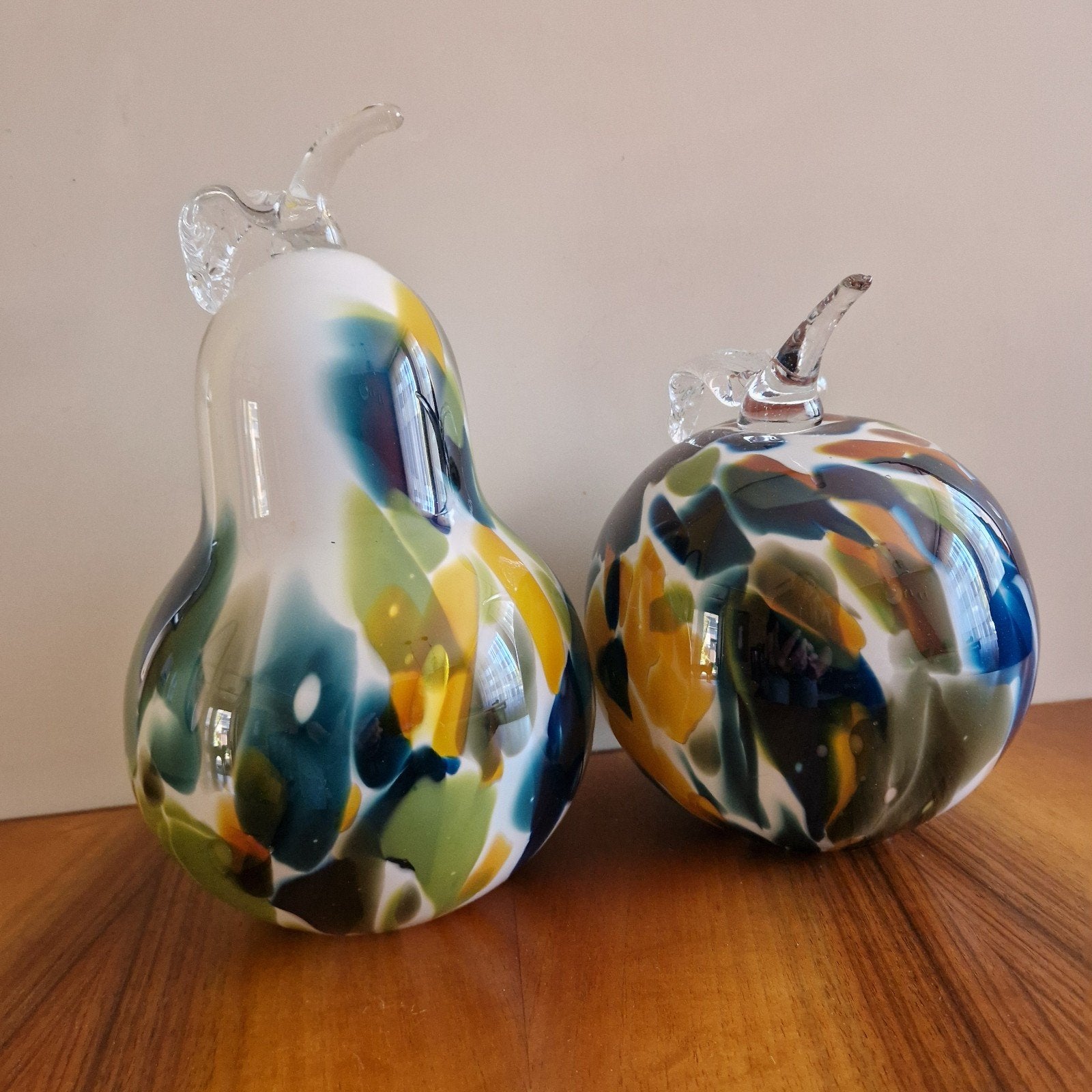 Set Glazen Fruit (Appel & Peer) - Pools Kunstglas, Antiek en Kunst, Ophalen of Verzenden