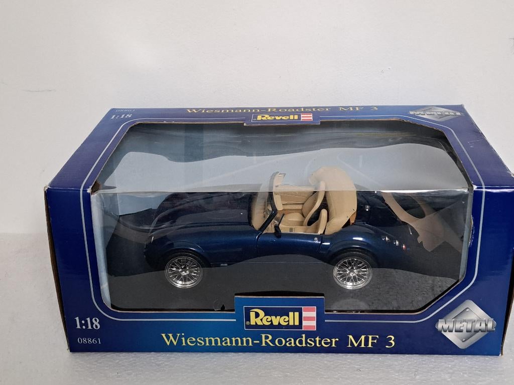 Wiesmann MF3 Roadster Blauw 1/18 Revell, Ophalen of Verzenden, Gebruikt, Auto, Revell