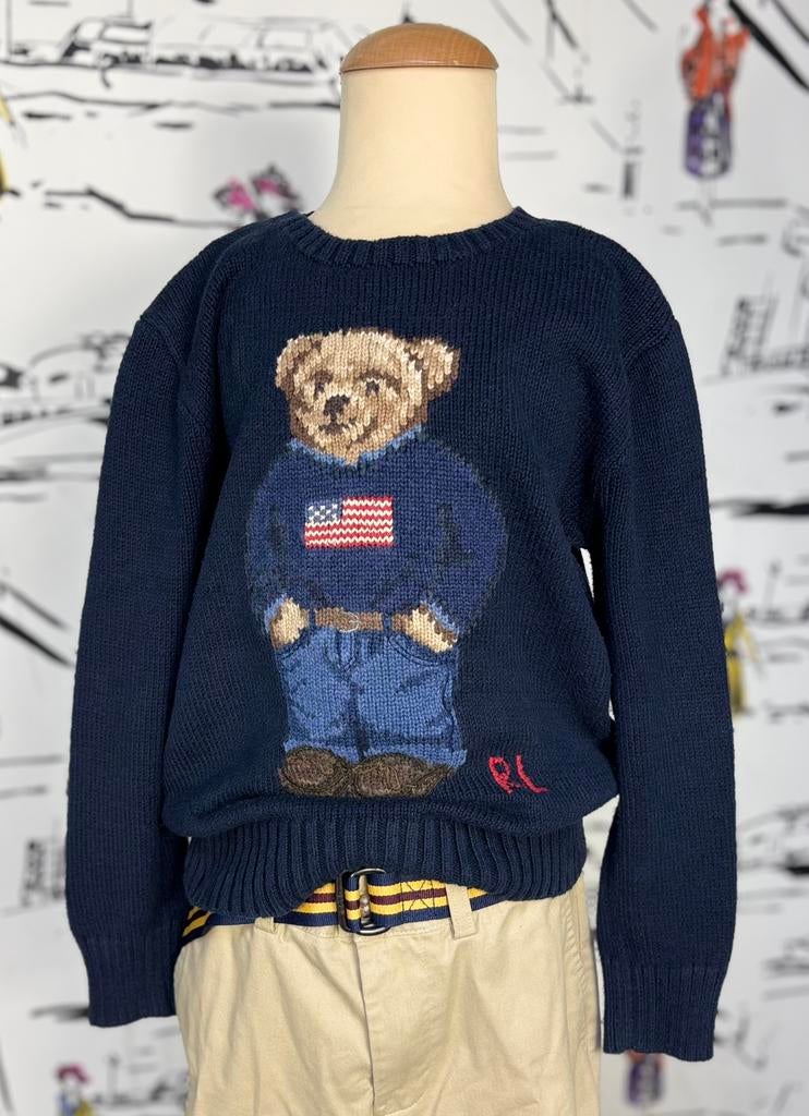 Ralph Lauren navy trui met beer jongens maat 7, Verzenden, Trui of Vest, Ralph Lauren, Ralph Lauren EU