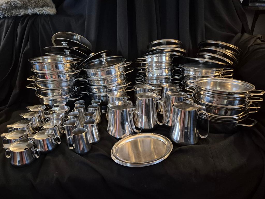 vintage mepra schaal terrine koffiekan theekan melk suiker, Ophalen, Gebruikt, Overige materialen, Compleet servies