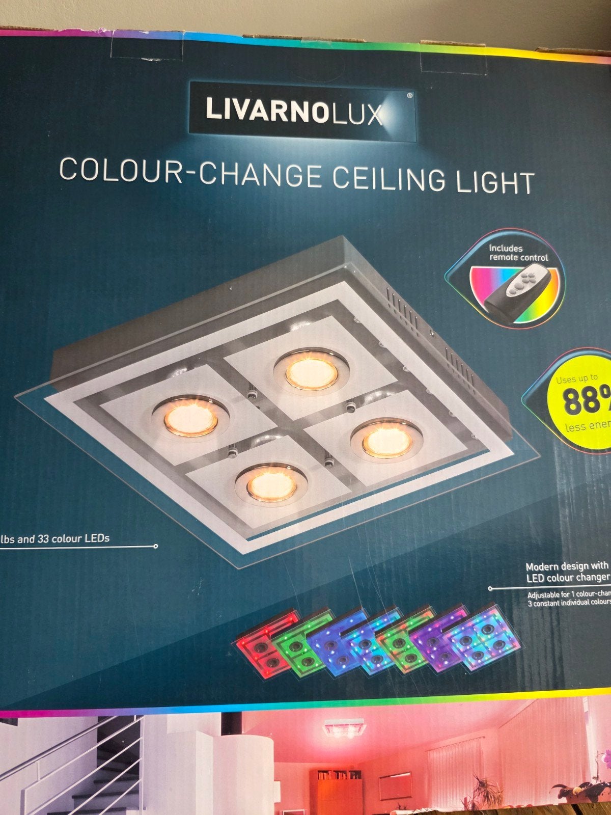 LIVARNOLUX LED lamp met Kleurverandering en Afstandsb, Ophalen of Verzenden, Nieuw, Metaal, Modern, Kleurveranderend